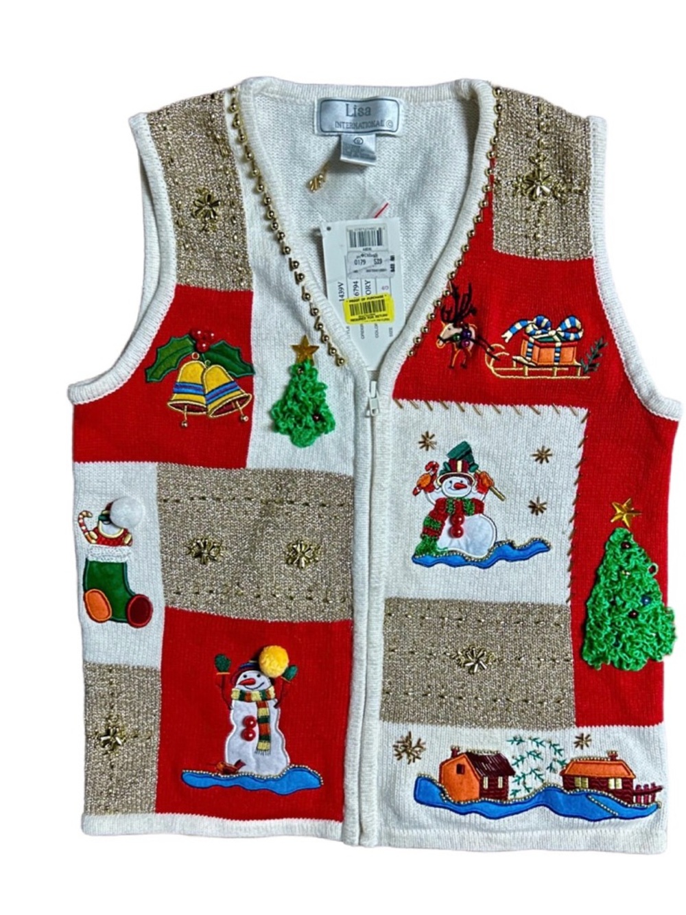 Lisa International • Small • Multi-Colors • Beaded • Embroidery • Sweater Vest